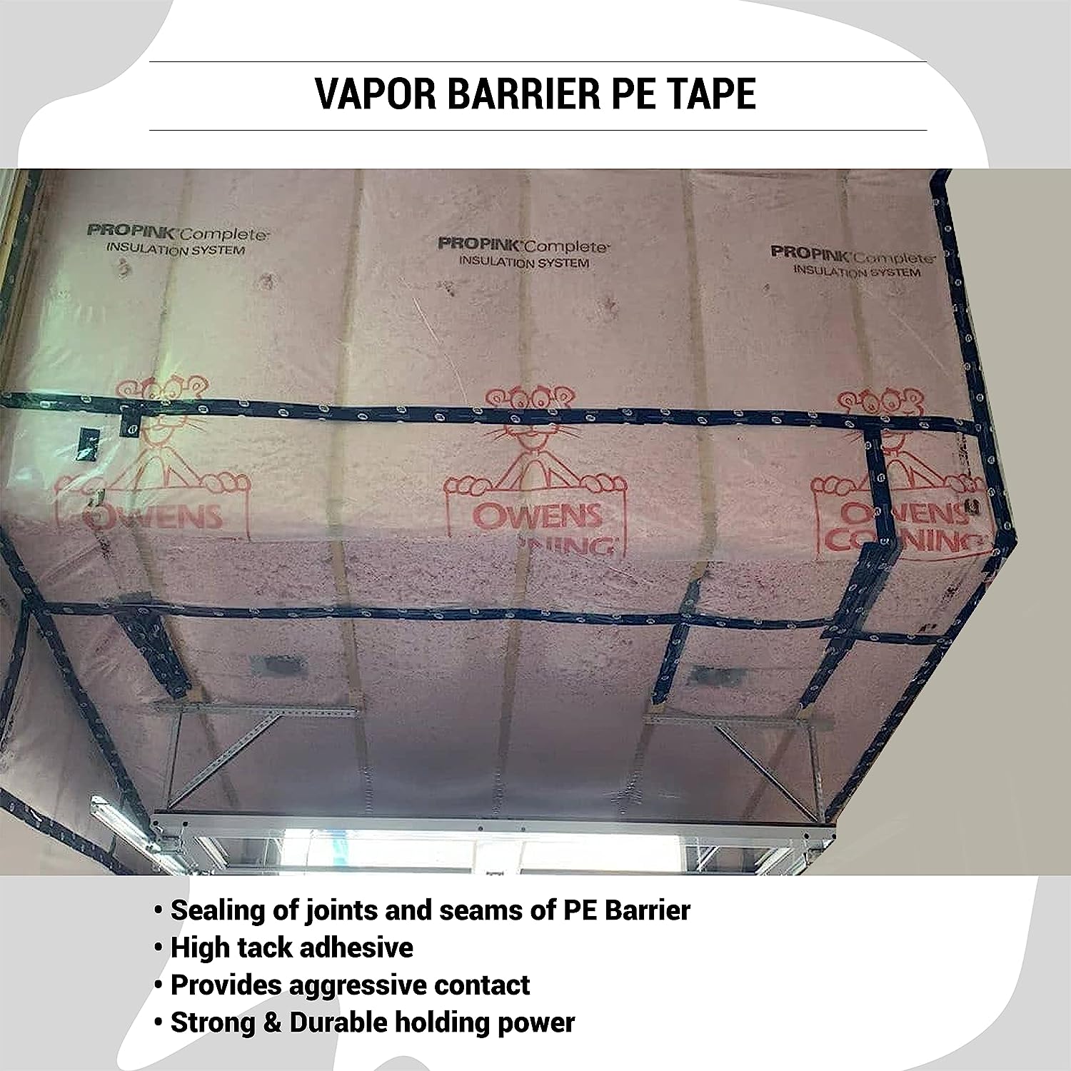 Tuck Tape Construction Sheathing Tape, Vapor Barrier PE Tape, Epoxy Resin Tape, 2.4 in x 180 ft (Blue) - Image 3